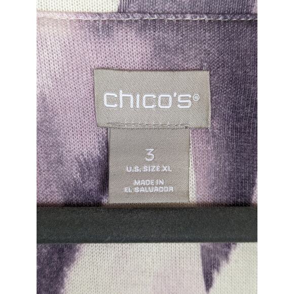 Chico's Tunic Dress Brushed Side Slit Abstract Art Stretch Knit Purple Size XL - Picture 10 of 12